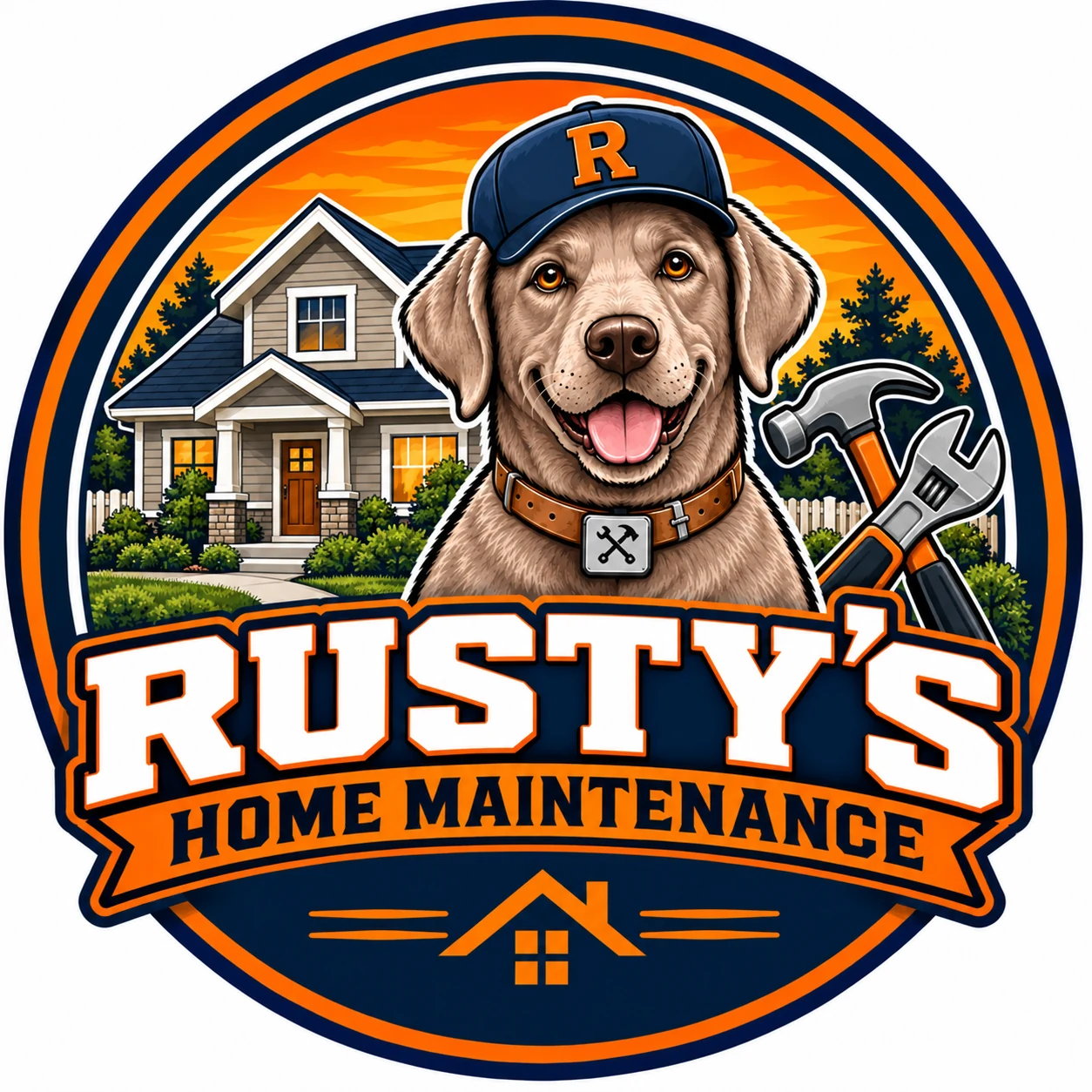 Rusty's Home Maintenance handyman dog mascot